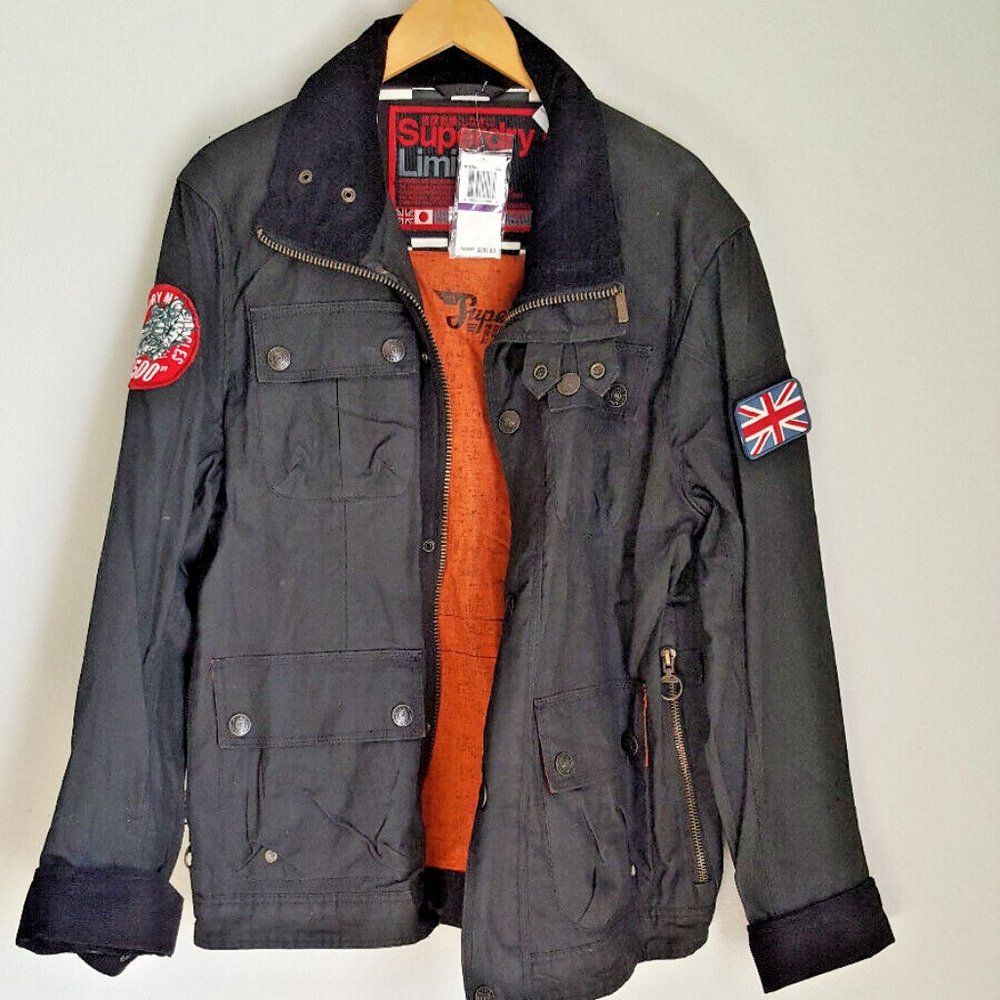 SUPERDRY LIMITED BOMBER RACING MOTO JACKET NWT Sz XXL Black